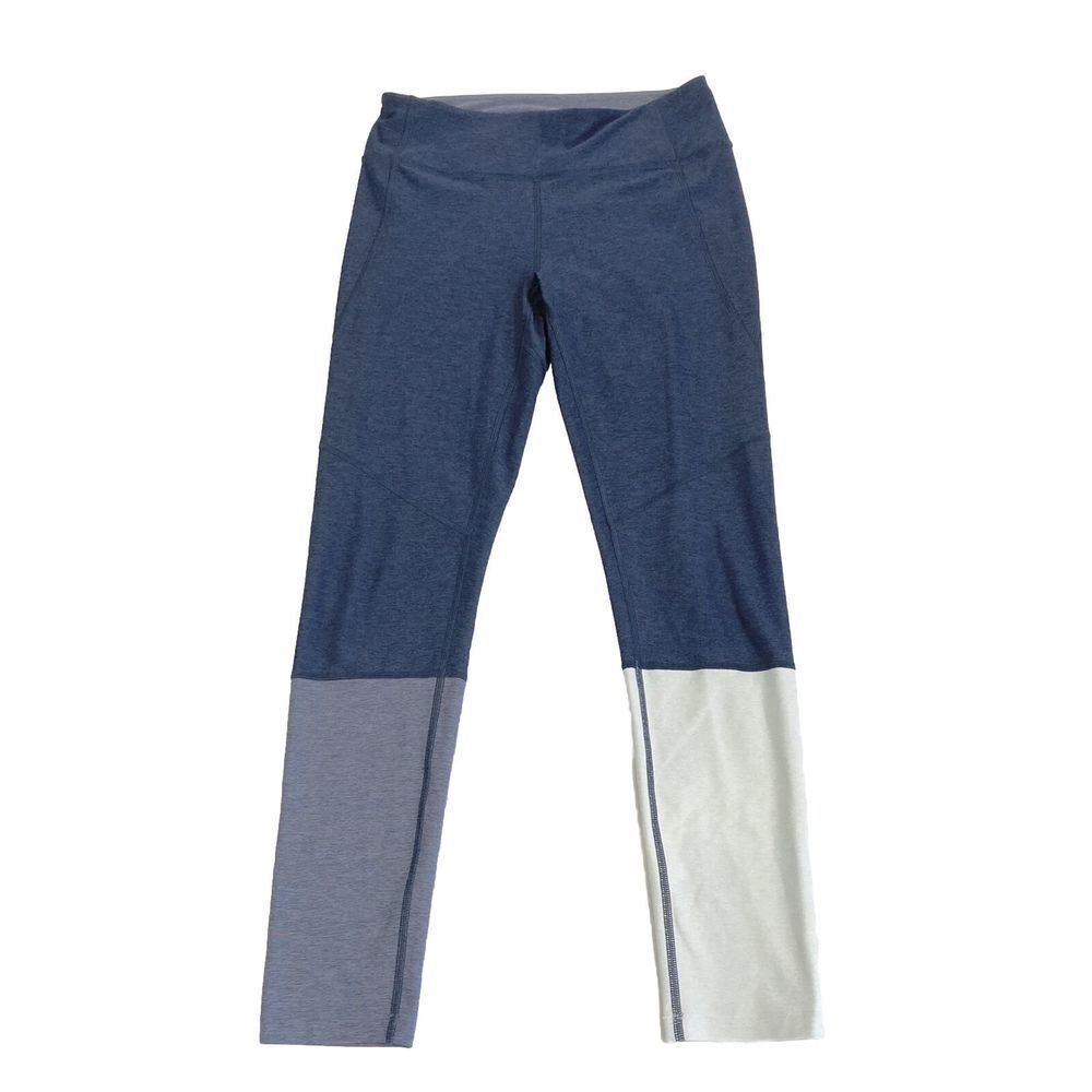 Outdoor Voices Women’s Sz M Pull On Stretch 7/8 Ankle Leggings Blue Colorblock